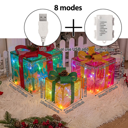 Set de 3 Cajas de Regalo Luminosas LED – Decoración Navideña