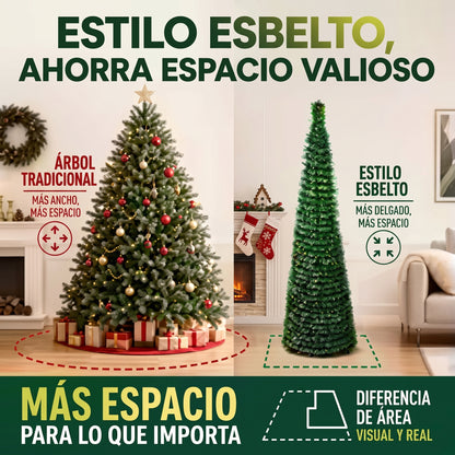 Árbol de Navidad Plegable Estrecho 150 o 180 cm – Ahorra Espacio