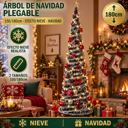 Árbol de Navidad Plegable Estrecho 150 o 180 cm – Ahorra Espacio