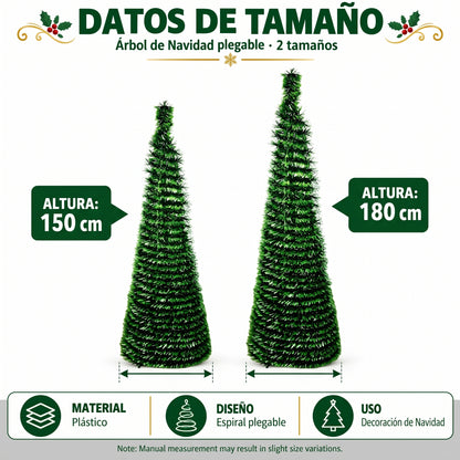 Árbol de Navidad Plegable Estrecho 150 o 180 cm – Ahorra Espacio