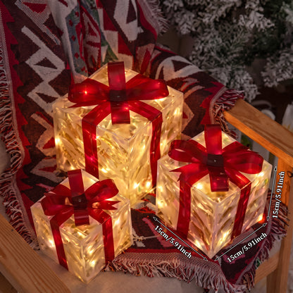 Set de 3 Cajas de Regalo Luminosas LED – Decoración Navideña