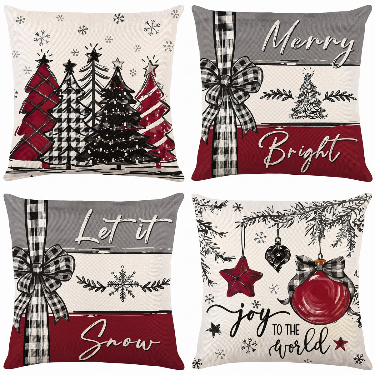 Fundas de Cojín Navideñas 45 cm – Set de 4