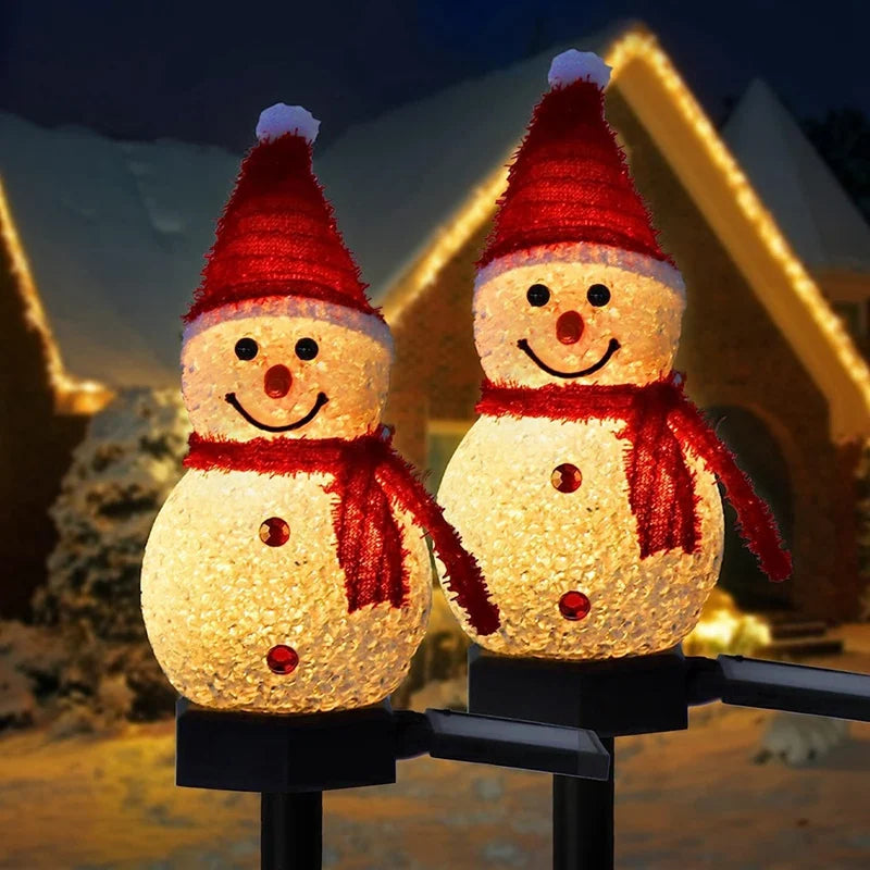 Muñeco de nieve luminoso solar con estaca para jardín