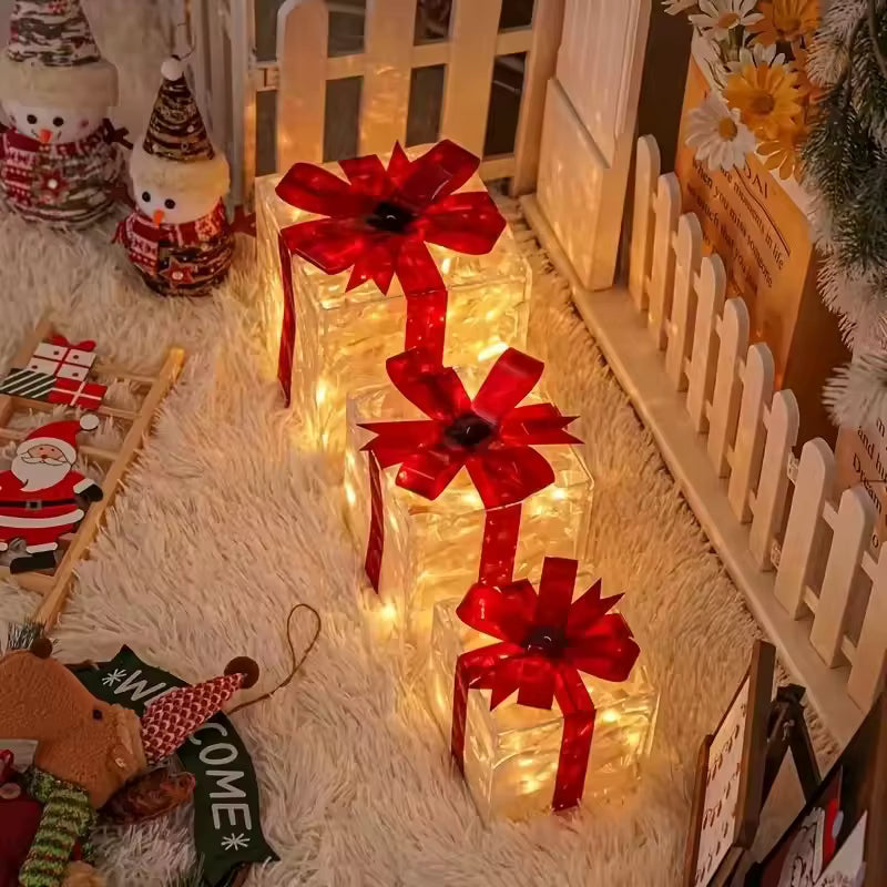 Set de 3 Cajas de Regalo Luminosas LED – Decoración Navideña