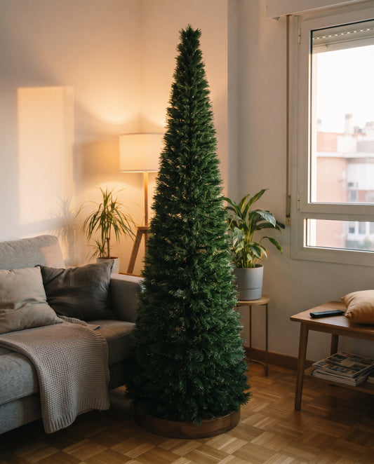 Árbol de Navidad Plegable Estrecho 150 o 180 cm – Ahorra Espacio