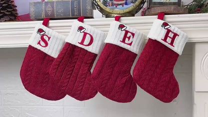 Calcetín Navideño Tejido con Letra – Elige tu Inicial